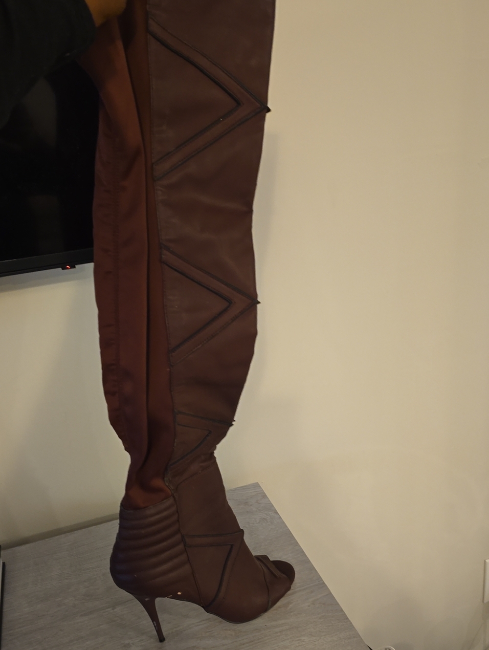Women's Over-the-Knee Stiletto Boot in Burgundy - Stylish Evening Shoe